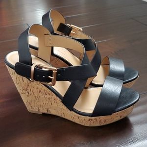 Coconuts by Matisse Black Wedge Sandals